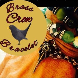 MADE TO ORDER: GOTHIC BIRD SKULL BRACELET or NECKLACE.  (BRASS or CHROME)*